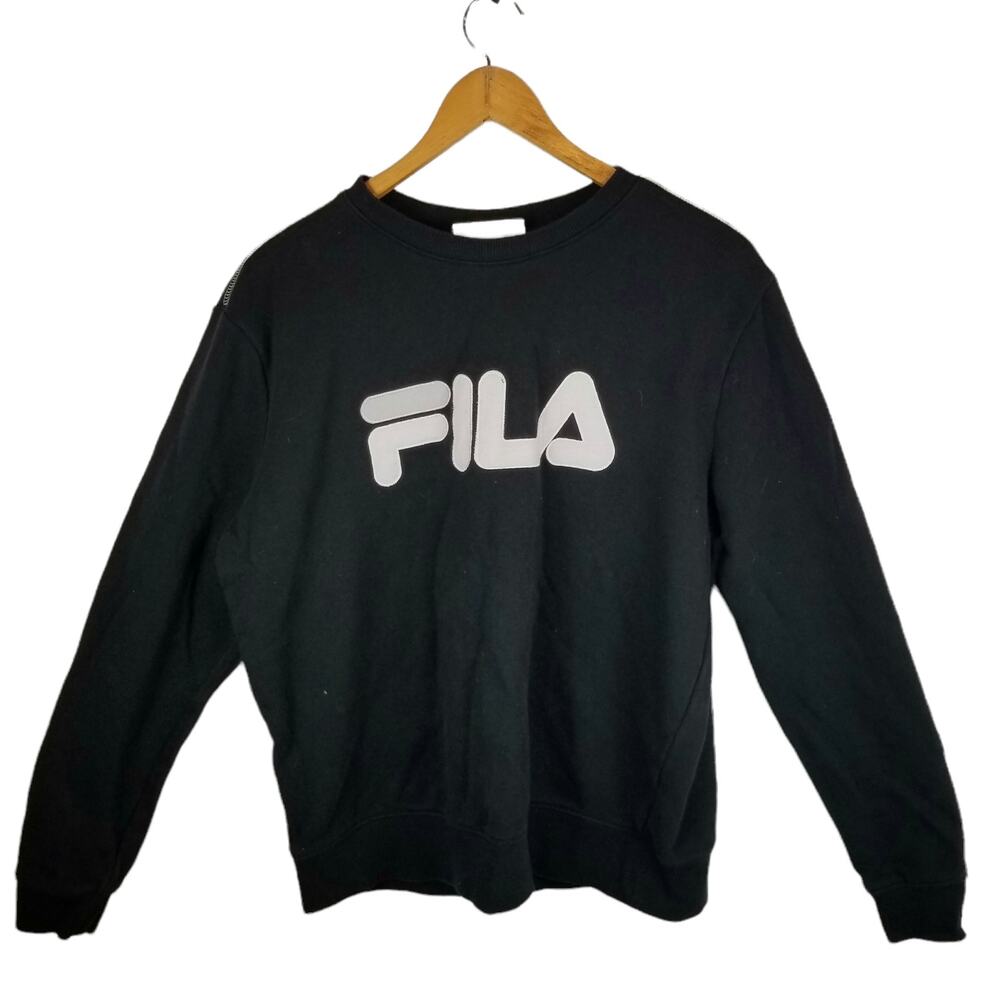 Fila Spellout Logo Black Sweatshirt Unisex Size L Large